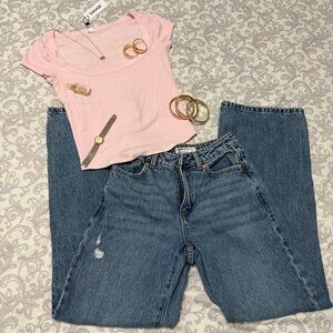 Garage Pamela Scoop Neck Tee in Chalk Pink